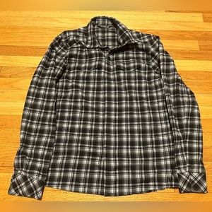 Arc’teryx Gryson Long Sleeve Shirt Front Snap Black White Plaid Size L
